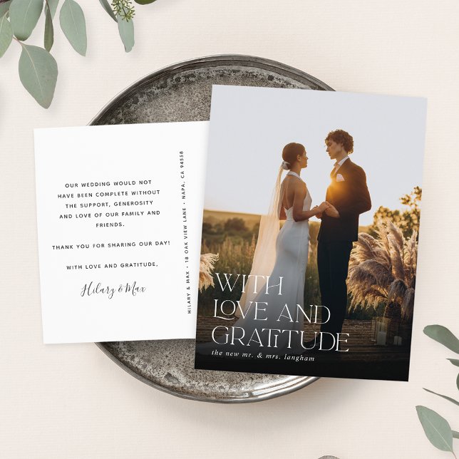 Carte Postale Amour et Gratitude | Photo de Mariage Remerciement (Créateur téléchargé)