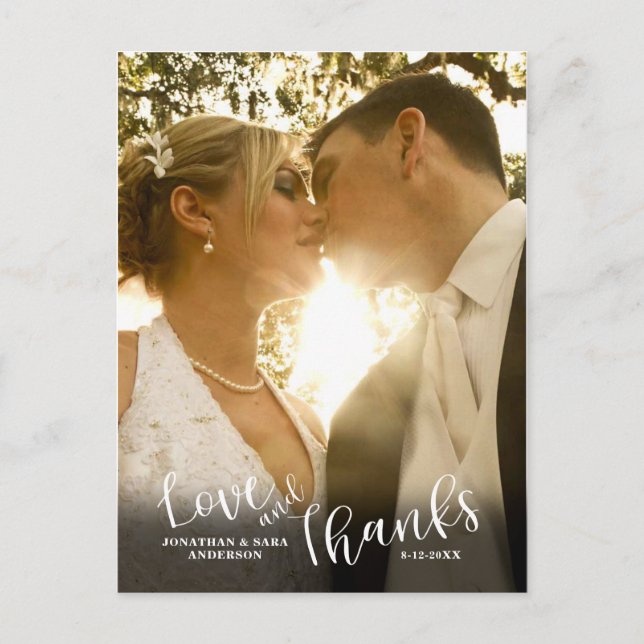 Carte Postale Amour et Merci | Mariage de calligraphie Merci (Devant)