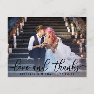 Carte Postale Amour et Merci Merci photo Mariage moderne