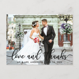 Carte Postale Amour et merci Modern Mariage Photo Merci SB