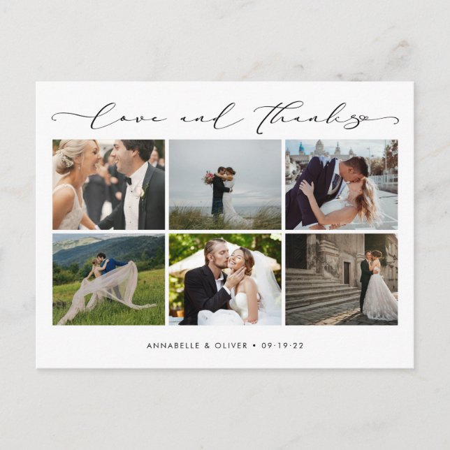 Carte Postale Amour Et Merci Photo Collage Mariage Merci (Devant)