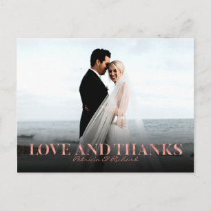 Carte Postale Amour Et Merci Rose Gold Mariage Merci Foto