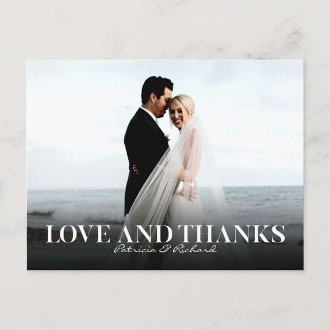 Carte Postale Amour Et Merci Simple Mariage Merci Foto (Devant)