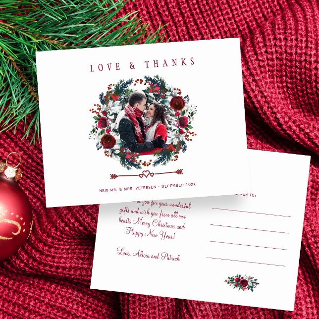 Carte Postale Amour et Merci Winter Rustic Mariage Merci (Créateur téléchargé)