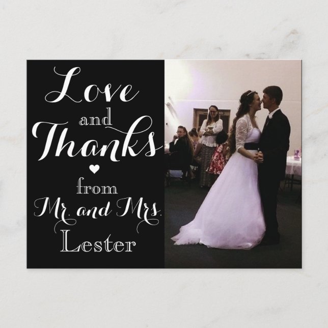 Carte Postale Amour et mercis de M. et de Mme Wedding Postcard (Devant)