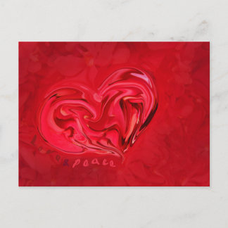 Carte postale Amour et Paix Coeur rouge