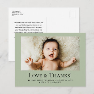 Carte Postale Amour et Remerciements Bébé Photo Statistiques de 