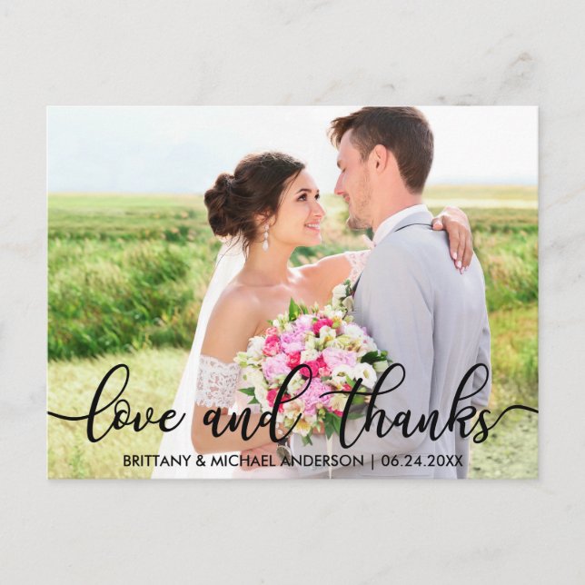 Carte Postale Amour et Remerciements Mariage Moderne Merci Photo (Devant)