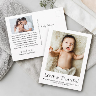 Carte Postale Amour et Remerciements Photos de bébé Annonce de n