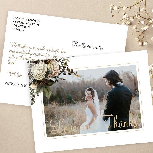 Carte Postale Amour et remerciements pivoines d'hiver mariage re (Créateur téléchargé)