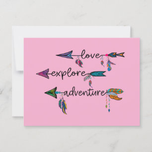 Carte Postale Amour Explore Aventure Arrow Tribal Boho Design