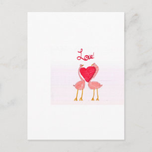 Carte Postale Amour Flamant rose