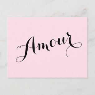 Carte Postale Amour Français Aimer Rose et Noir Chic Parisien