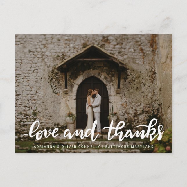 Carte Postale Amour Moderne Et Merci Écrit À La Main | Photo en  (Devant)