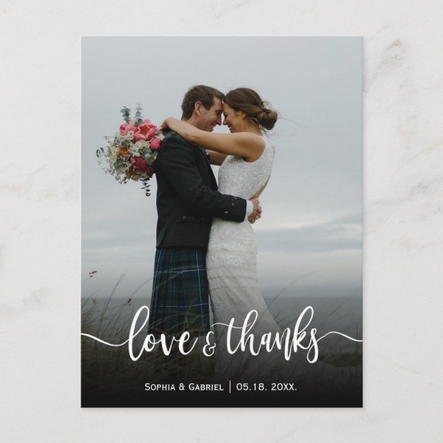 Carte Postale Amour moderne et merci Mariage Photo Merci (Devant)