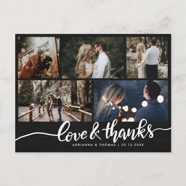 Carte Postale Amour Moderne Et Merci Simple Cinq Photos Mariages (Devant)