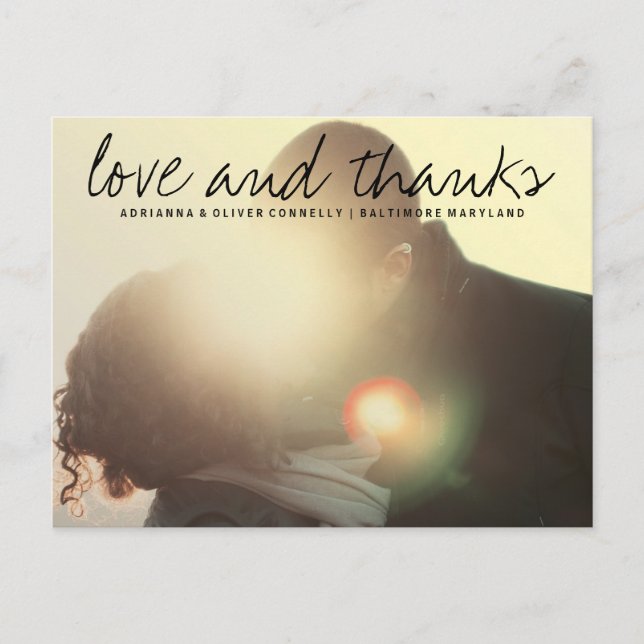 Carte Postale Amour moderne et remerciements | Couple Photo2 (Devant)