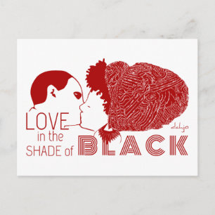 CARTE POSTALE AMOUR NOIR EN ROUGE