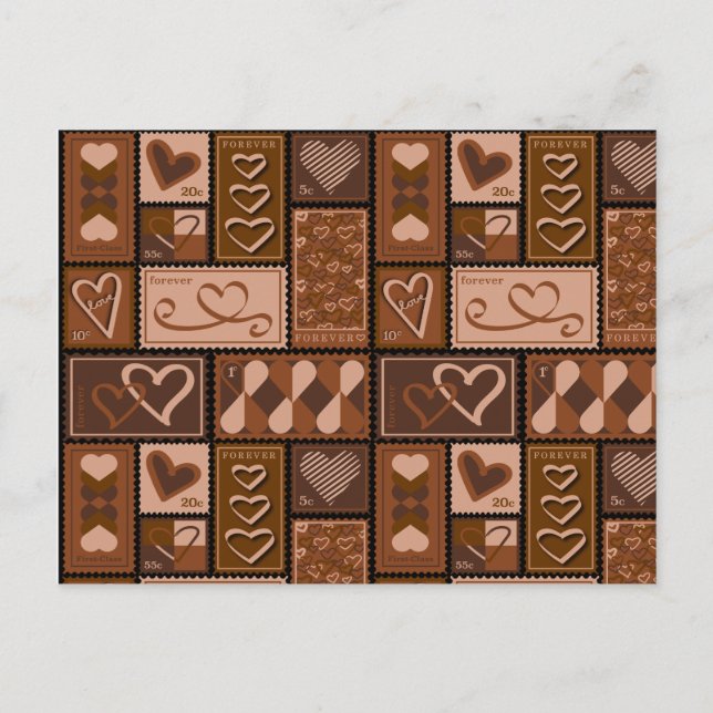 Carte Postale Amour Postage Timbre (Devant)