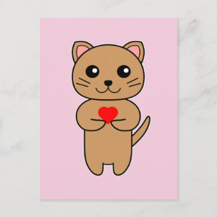 Carte Postale Amour Purrrfect - Fond Rose