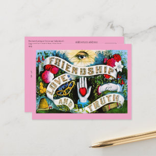 Carte Postale Amour romantique floral Saint-Valentin Amitié maço