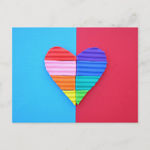 Carte Postale Amour romantique Twin Rainbow Hearts