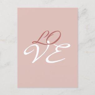 Carte Postale Amour Rose Couleur Or Calligraphie Script