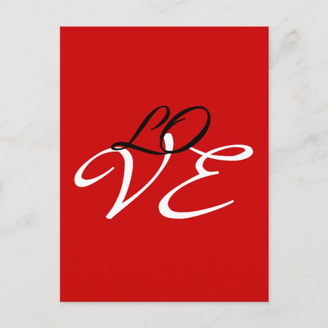 Carte Postale Amour Rouge Blanc Noir Calligraphie Script (Devant)