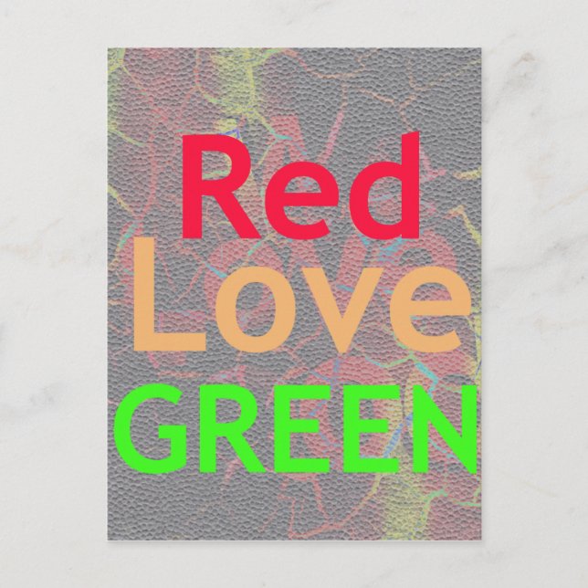 CARTE POSTALE AMOUR ROUGE OR DORÉ VERT (Devant)
