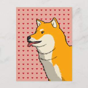 Carte Postale Amour Shiba Rose