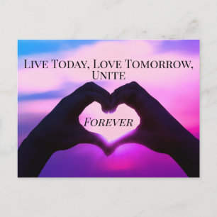 Carte Postale Amour Texte Personnalisé Mains Forme Coeur Pink Su