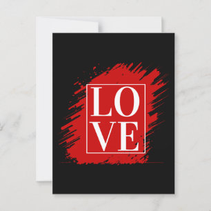 CARTE POSTALE AMOUR TYPOGRAPHIE BLANCHE ART ROUGE