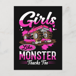 Carte Postale Amoureuses de Monster Trucks Fille Monster Truck