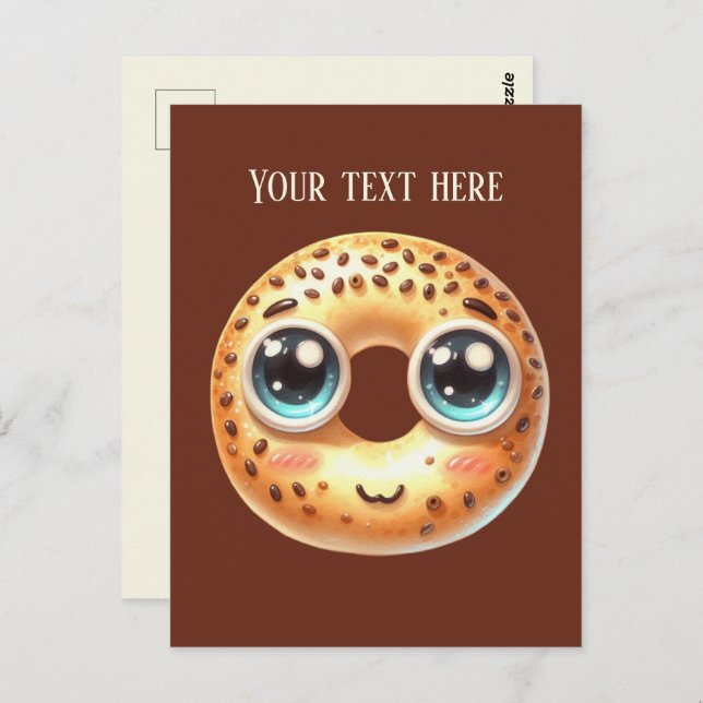 Carte Postale Amoureux de bagel amusant ajouter du texte (Devant / Derrière)