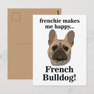 Carte Postale Amoureux de chien visage Bouledogue Français