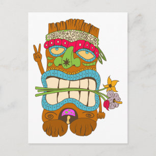 Carte Postale Amoureux de la paix, Tiky Hippie Fou de Fleurs