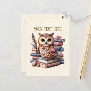 Carte Postale Amoureux de livres de chouette mignons