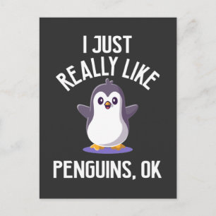 Carte Postale Amoureux de pingouin drôle Cute Kawaii Zoo Animal