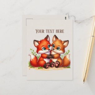 Carte Postale Amoureux de renard randonnée mignons personnalisab