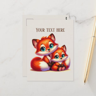 Carte Postale Amoureux de renards mignons en randonnée personnal