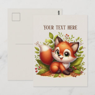 Carte Postale Amoureux de renards mignons en randonnée personnal