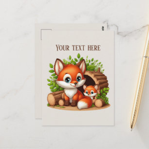 Carte Postale Amoureux de renards mignons en randonnée personnal