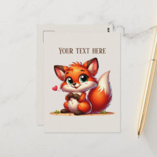 Carte Postale Amoureux de renards mignons en randonnée personnal