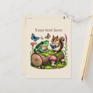 Carte Postale Amoureux des animaux de lecture mignons personnali