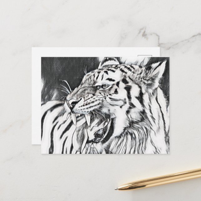 Carte Postale amoureux des animaux de tigres mignons (Devant/Arrière en situation)
