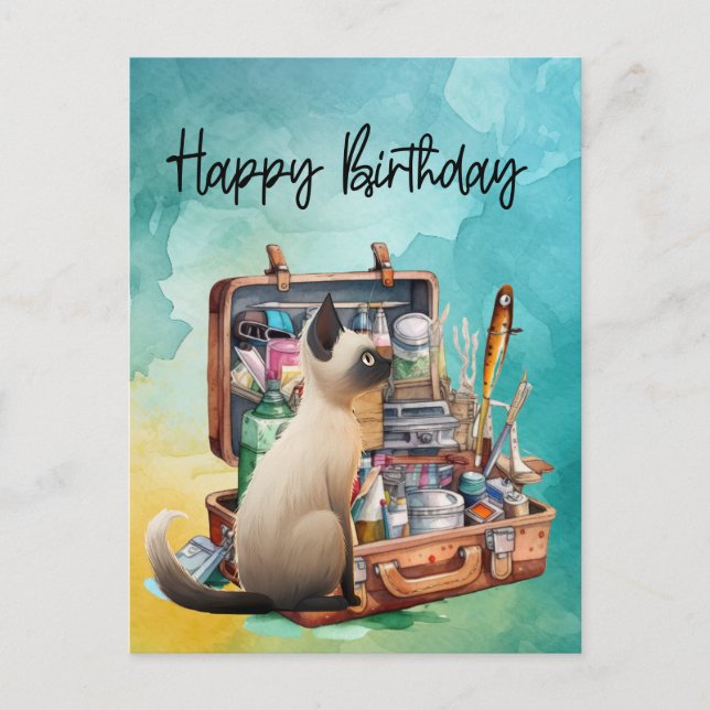 Carte Postale Amoureux des chats qui aiment la pêche pour annive (Devant)