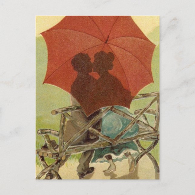 Carte postale Amoureux des parapluies (Devant)