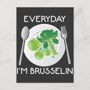 Carte Postale Amoureux des plantes de chou de Bruxelles végétali