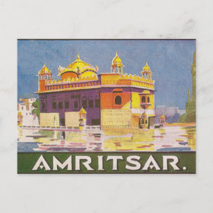 Carte Postale Amritsar ville, temple d'or, Inde, vintage