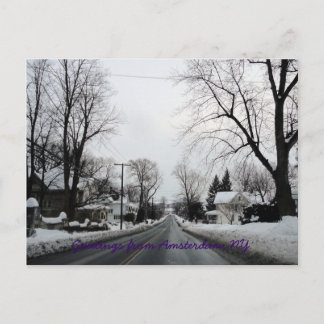 Carte Postale Amsterdam avec un peu de neige